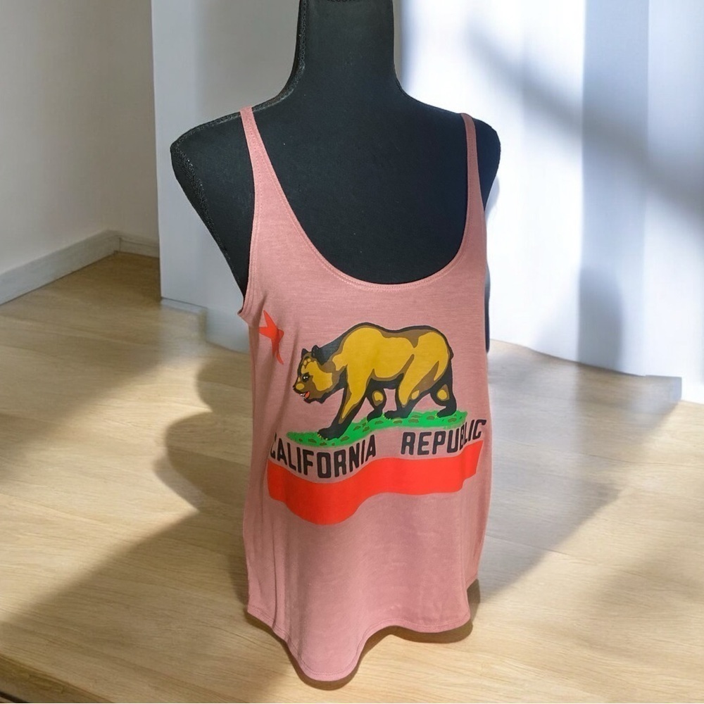 HEART BREAKER Y2K Women’s California Republic Graphic Tank Top, Mauve Small NWOT